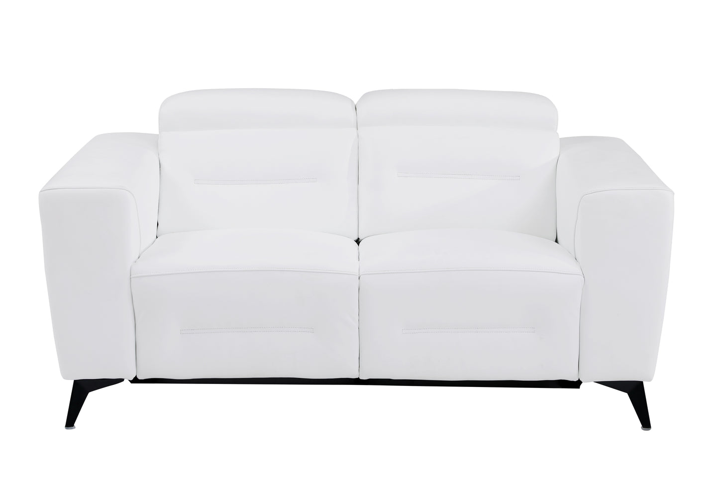 Honcho Top Grain Italian Leather Loveseat with Power Recliner - White