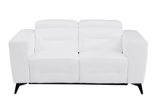 Honcho Top Grain Italian Leather Loveseat with Power Recliner - White