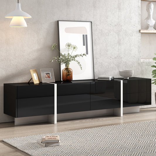 Terra White & Black Contemporary Rectangle Design TV Stand - Black