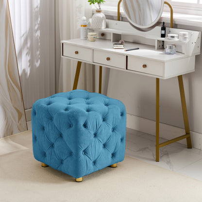 Velvet Upholstered Vanity Seat - Blue