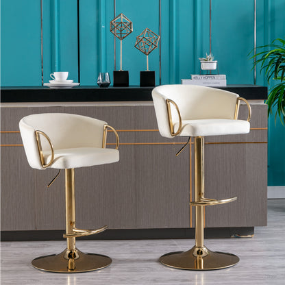 Echoes Velvet Swivel Bar Stools -  Ivory Set of 2