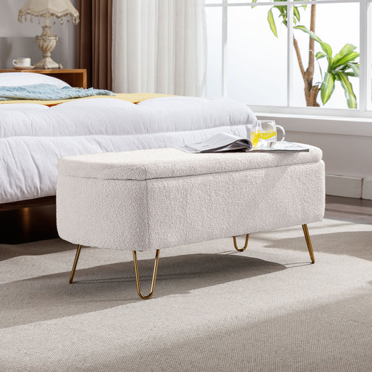 Elegant Gold Haven Storage Ottoman Bench