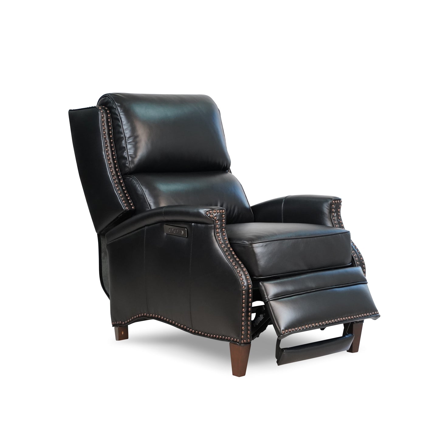 Hekkin II Genuine Top Grain Leather Power Recliner - Black