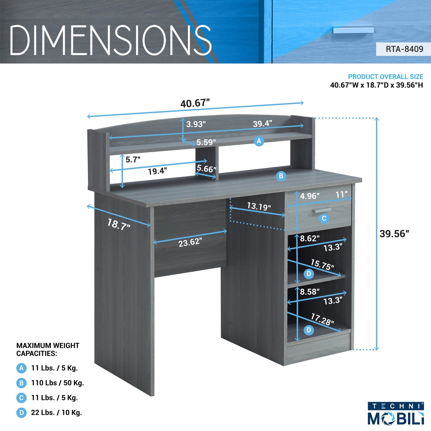 Tech Pro Office Workstation Desk - Grey