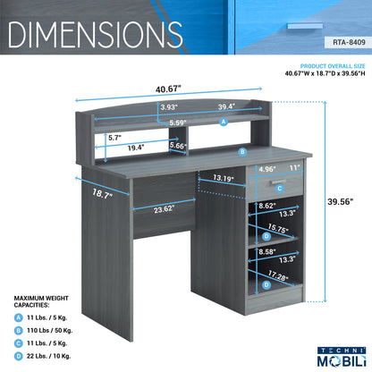 Tech Pro Office Workstation Desk - Grey