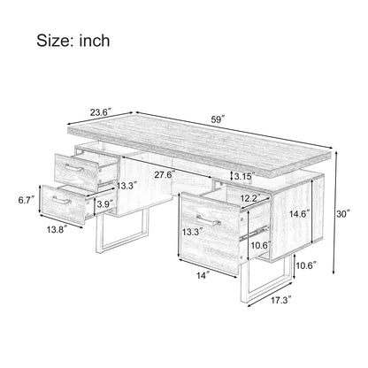 Computer Desk with Drawers 59 inches