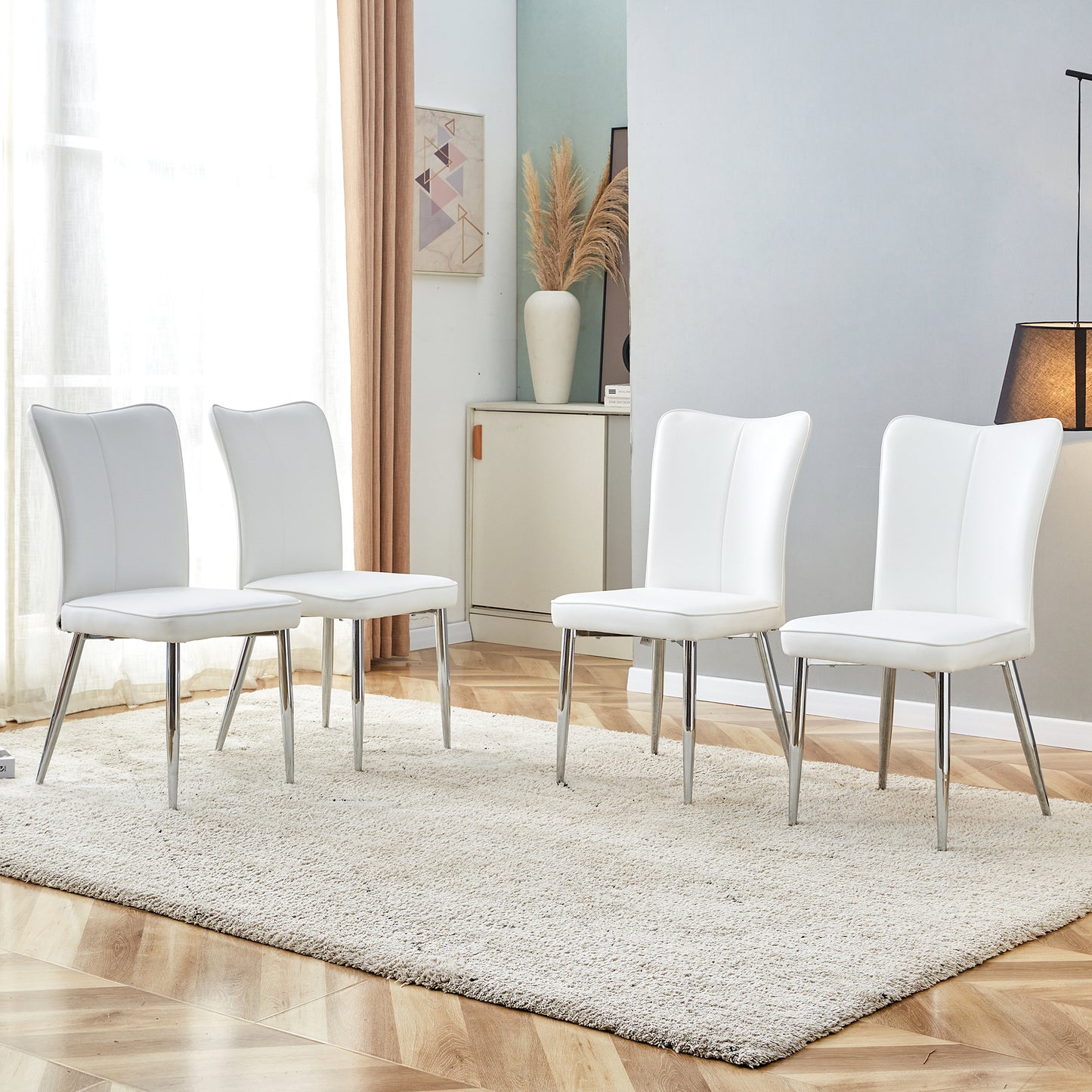 Carver PU Dining Chair Metal Leg (Set of 4) - White