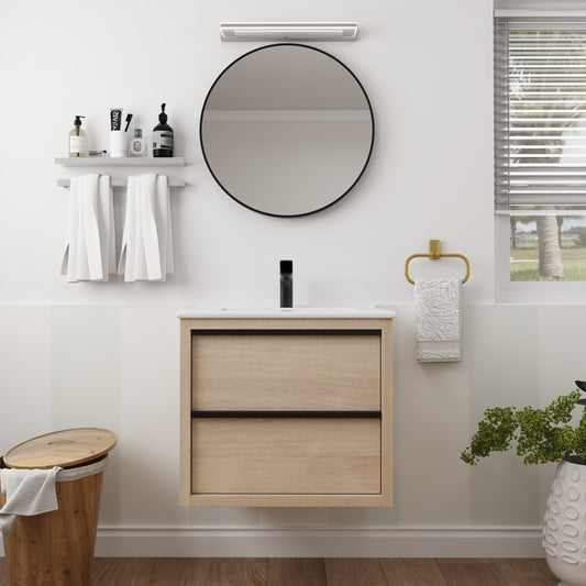 Bathroom Vanity with 2 Soft Close drawers and White Ceramic Basin