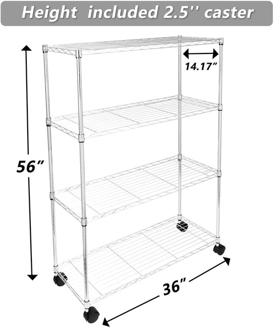 Simple Deluxe 4-Tier Heavy Duty Storage Shelving - Chrome