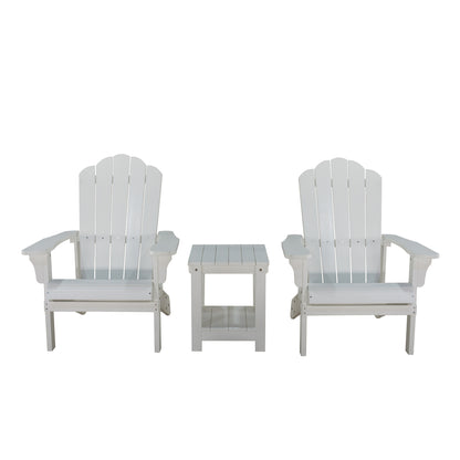 Urbina 3 Pc Outdoor Patio Adirondack Chairs Set  - White