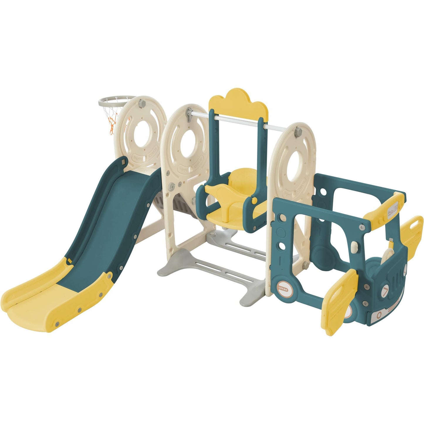 Kids Swing-N-Slide with Bus Play Set - Yellow