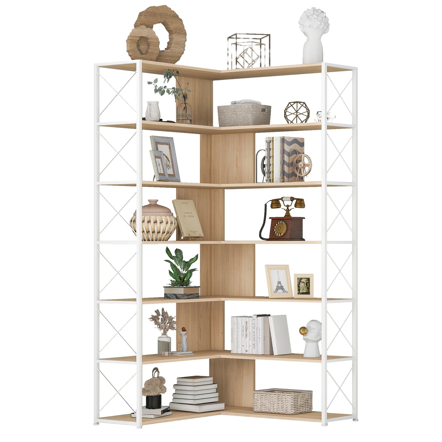 L-Shaped Corner Bookcase - Oak