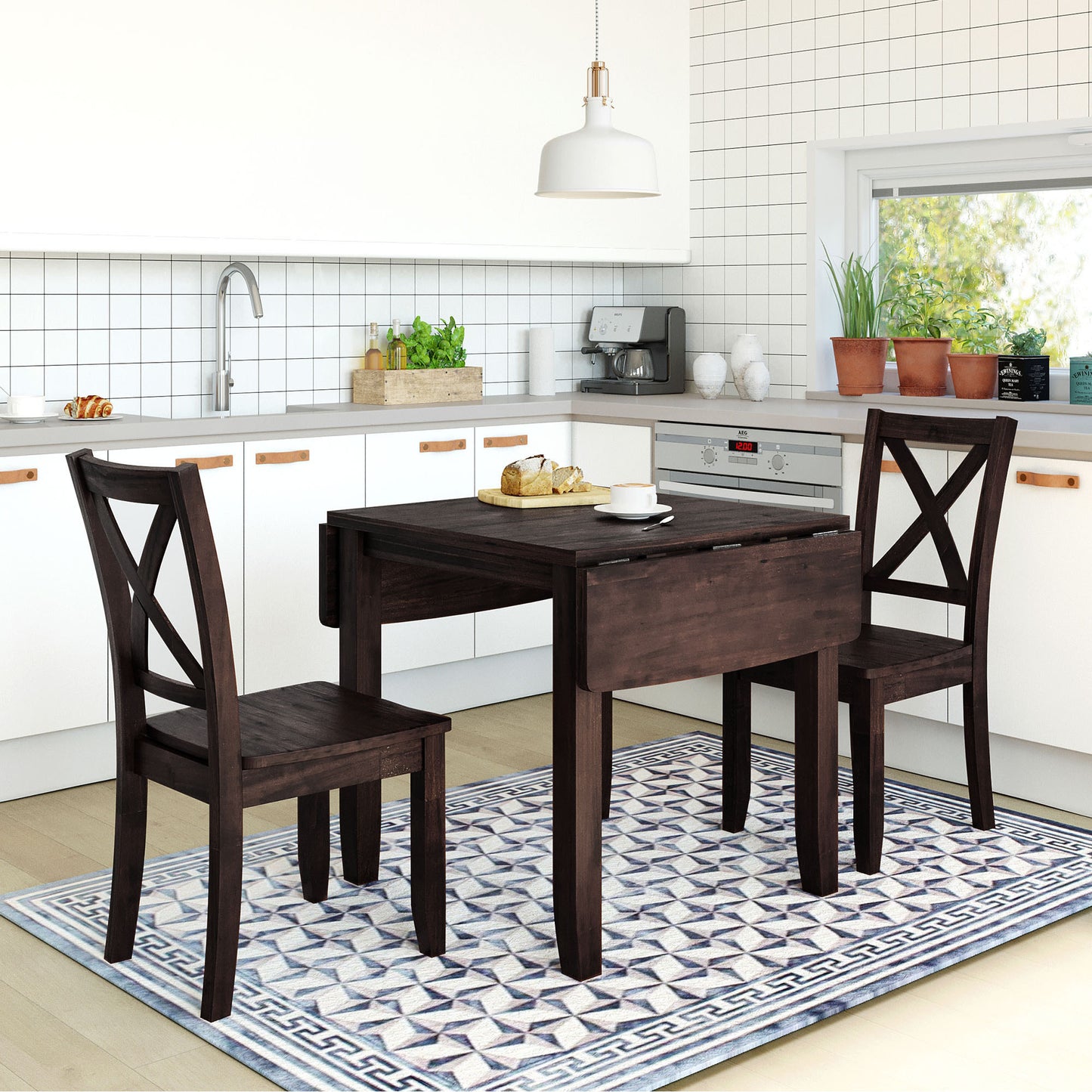 Vito 2pc Dining Set Dining Table 2x Side Chairs - Espresso