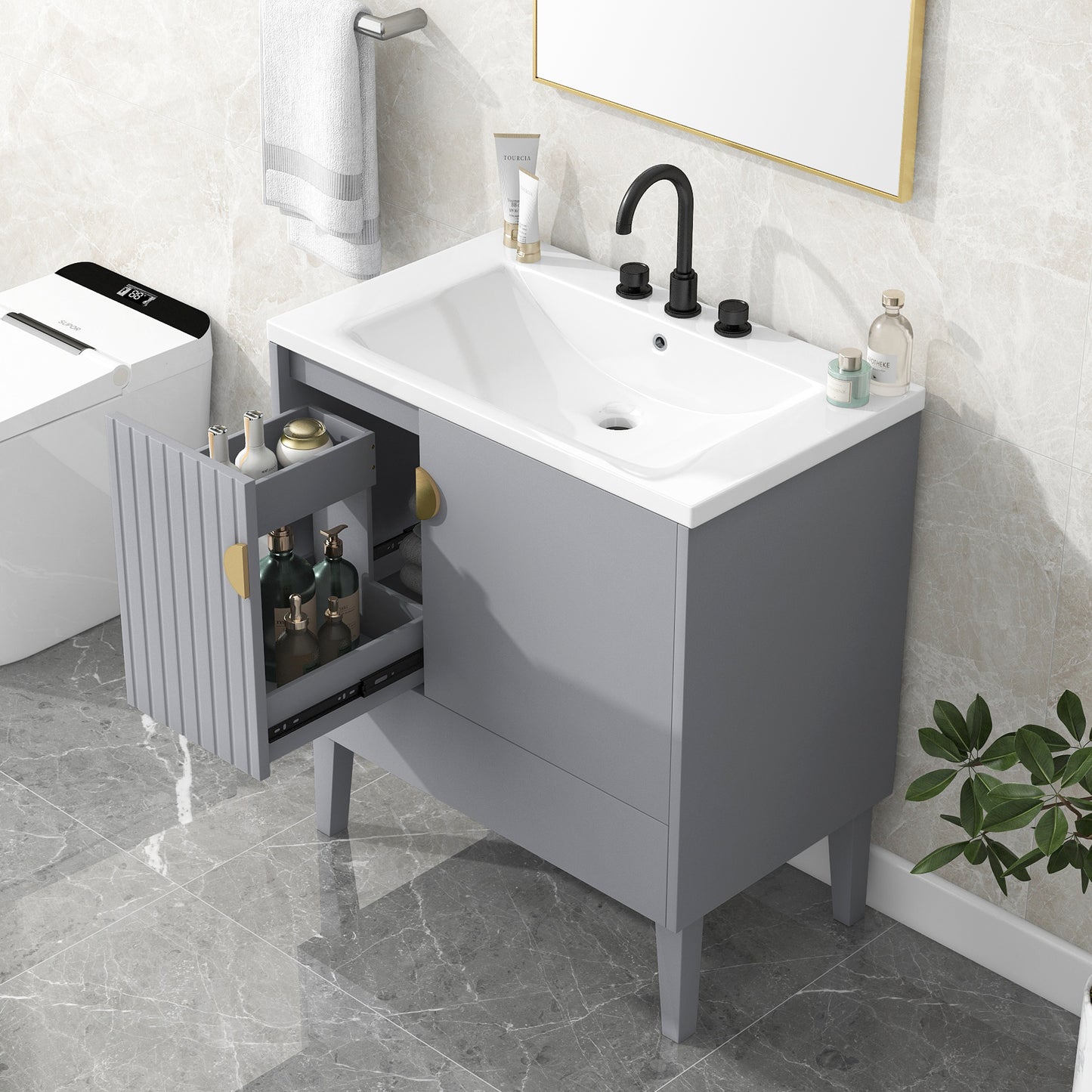 Dot Bathroom Vanity with Sink - Gray