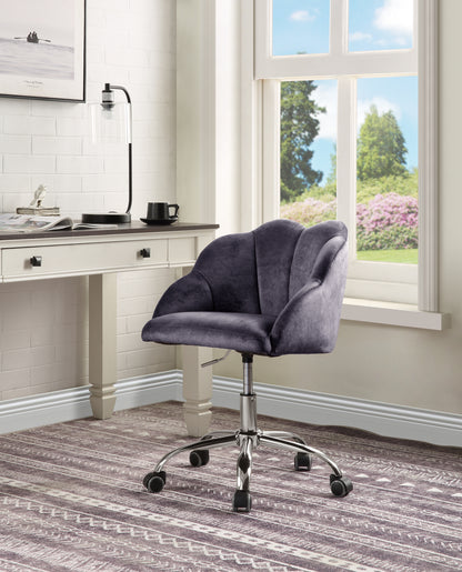 Velvet Gray Chrome Office Chair