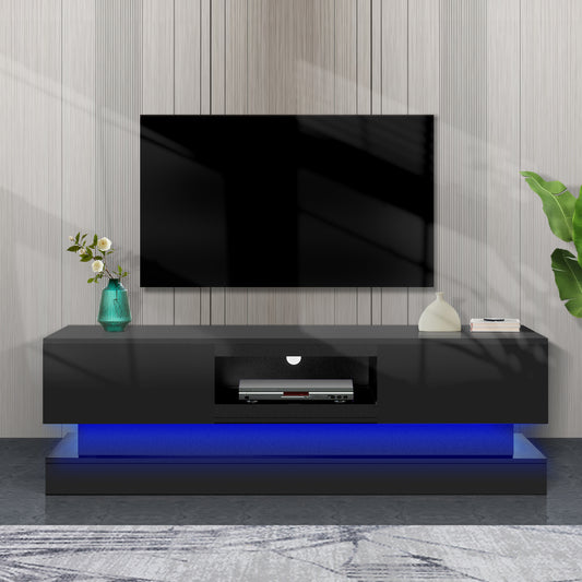 Scape 55 inches Glossy TV Stand with LED Lights- BLACK