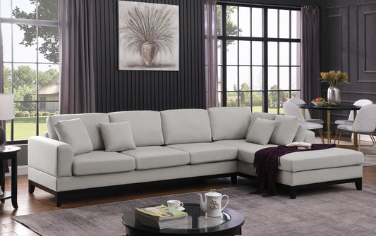 Redford Linen Fabric Sectional Sofa with Right Facing Chaise - Light Gray