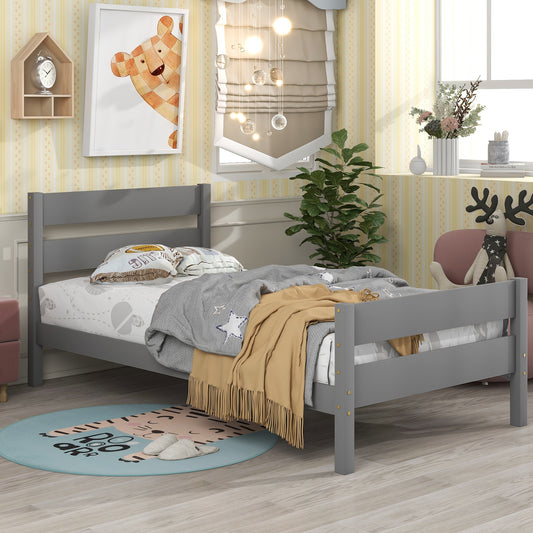 Saba Twin Size Platform Bed Frame - Gray