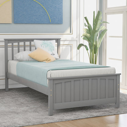 Gray Wood Twin Wood Platform Bed