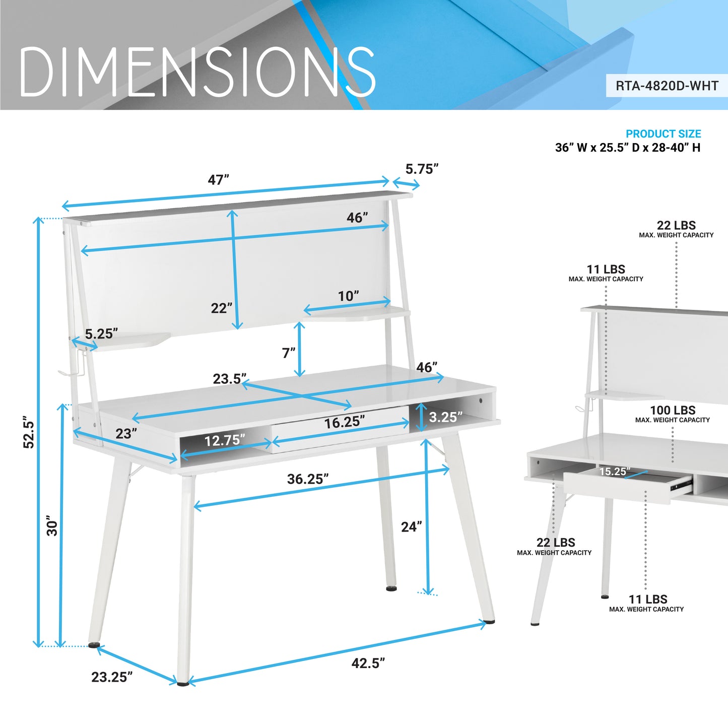 Tech Board Desk - White