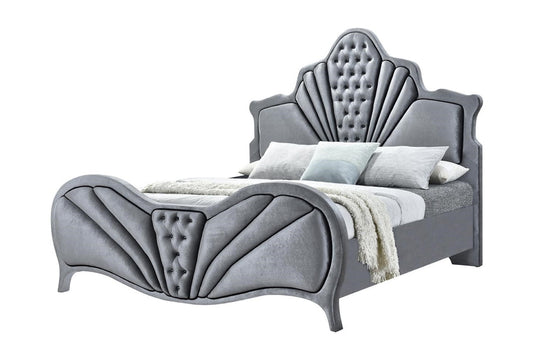 Elegant Dreams Gray Velvet Queen Bed