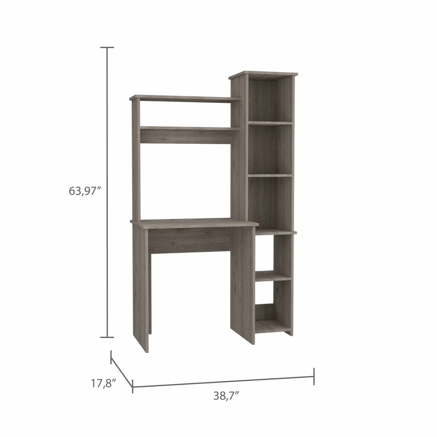 Writing Desk with Built-in Bookcase Light Grey