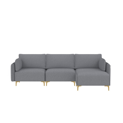 Elevate USB Grey Fabric L-Shaped Sectional Sofa