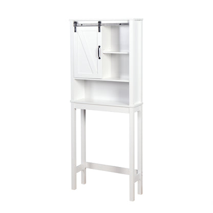 Barn Door Over-the-Toilet Storage Cabinet  - White