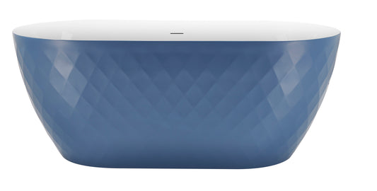 Karat 59'' Oval Acrylic Freestanding Soaking Bathtub - White+Blue
