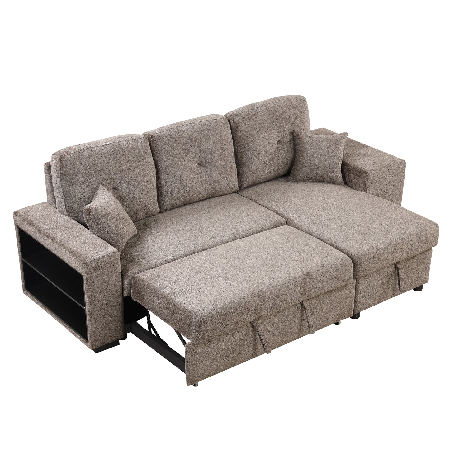 Knox Charcoal Reversible Sleeper Sectional Sofa Bed