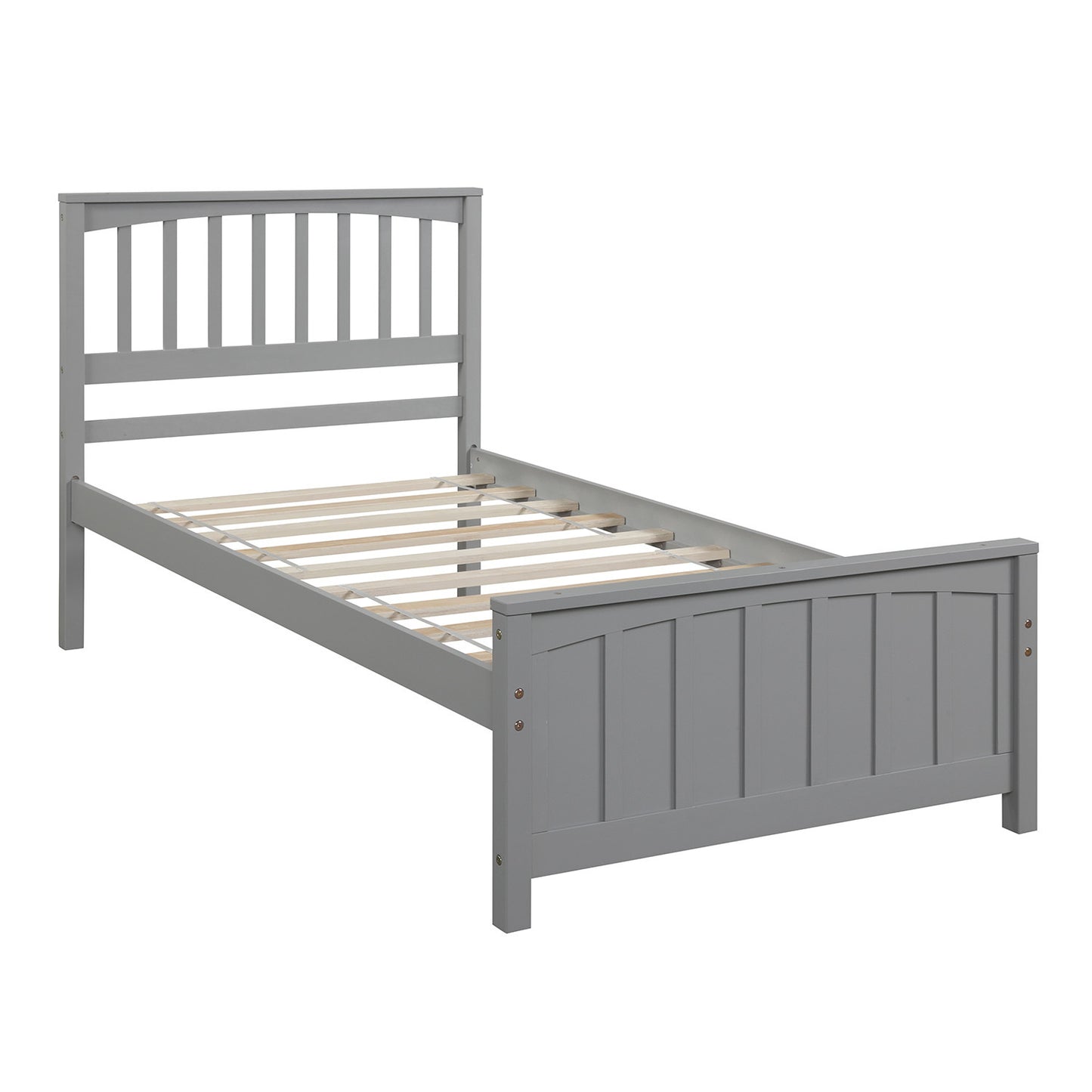 Gray Wood Twin Wood Platform Bed