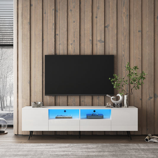 Moon 16 Colors LED TV Stand with Remote Control Lights - White