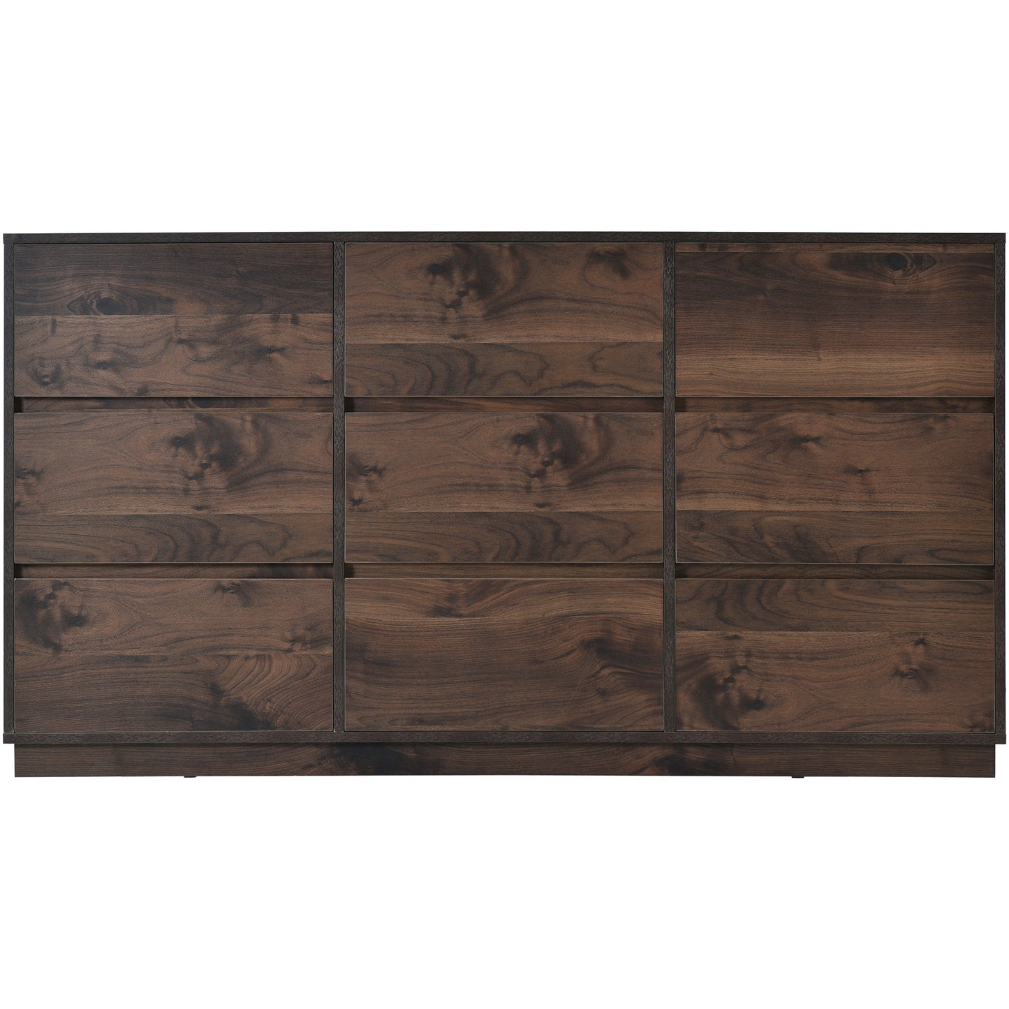 Elegant Retro 9-Drawer Dresser in Rich Dark Brown