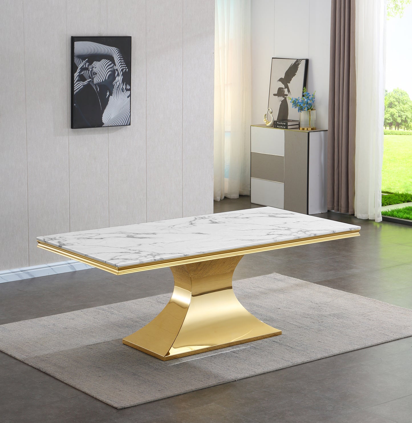 Golden Reflections Marble Dining Table