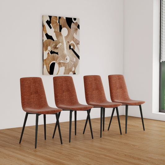 Ona Suedette Dining Chairs with Black Metal Leg (Set of 2) - Caramel