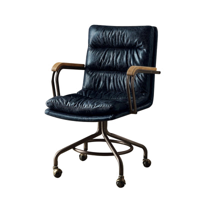 Vintage Blue Top Grain Leather Office Chair