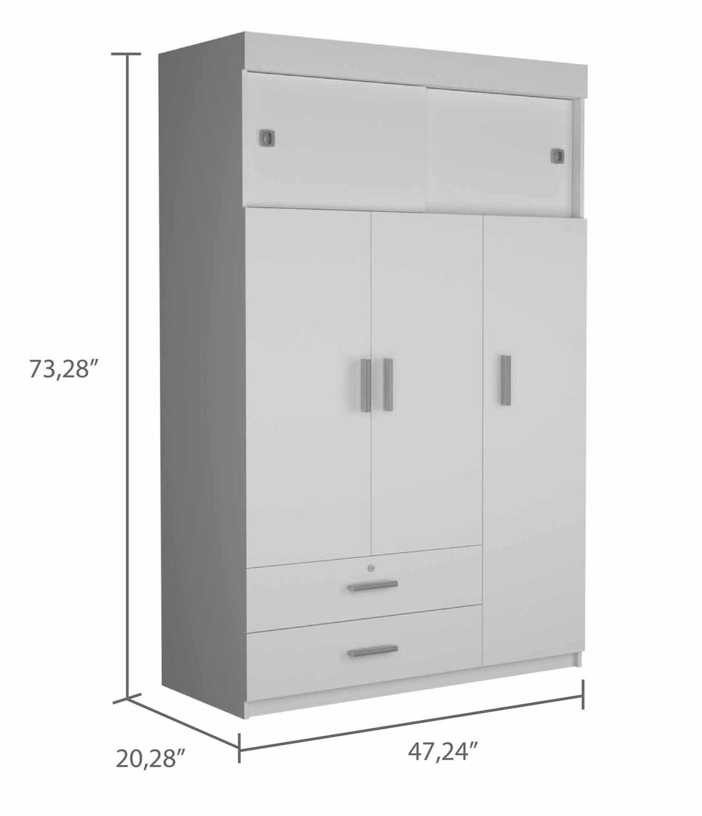 Kingswood  2-Drawer Rectangle Armoire  - White