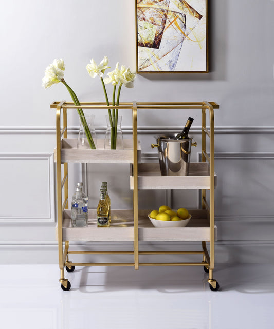 Retro Rolling Bar Cart - Gold