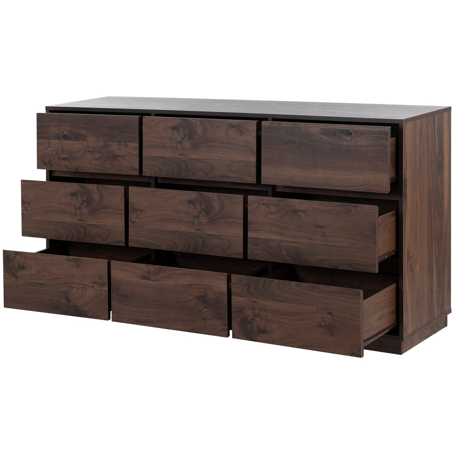 Elegant Retro 9-Drawer Dresser in Rich Dark Brown