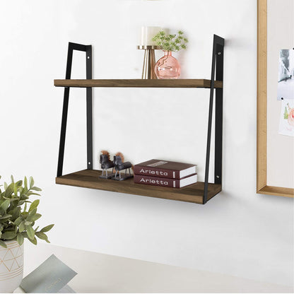 Urban 2 Tier Wood Floating Wall Mount Shelf