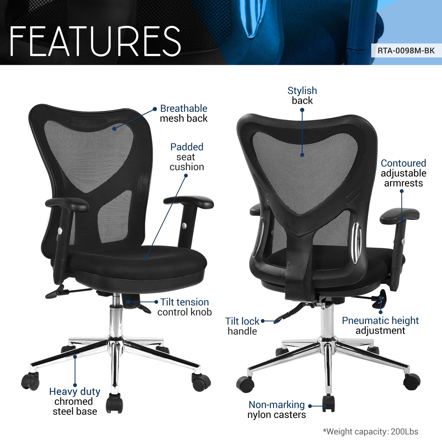 Techni Mesh Executive Office Chair - Black