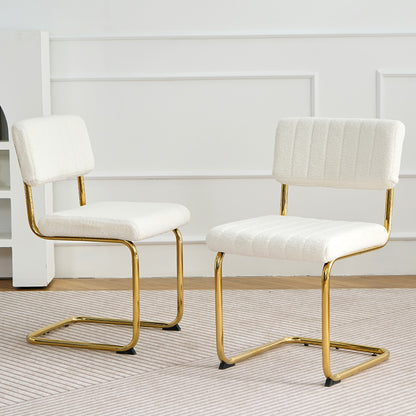 Ezell Dining Chairs with Gold Metal Leg (Set of 2) - White