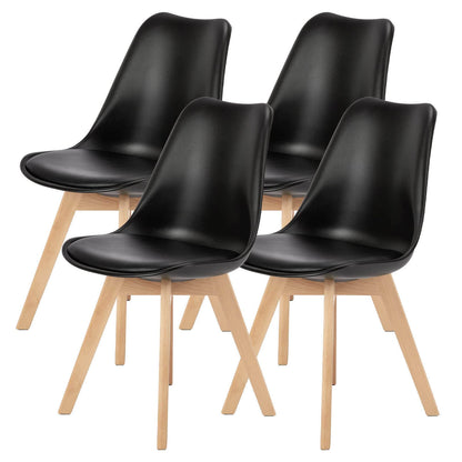 Torrez Pu Dining Chairs with Wood Leg (Set of 4) - Black