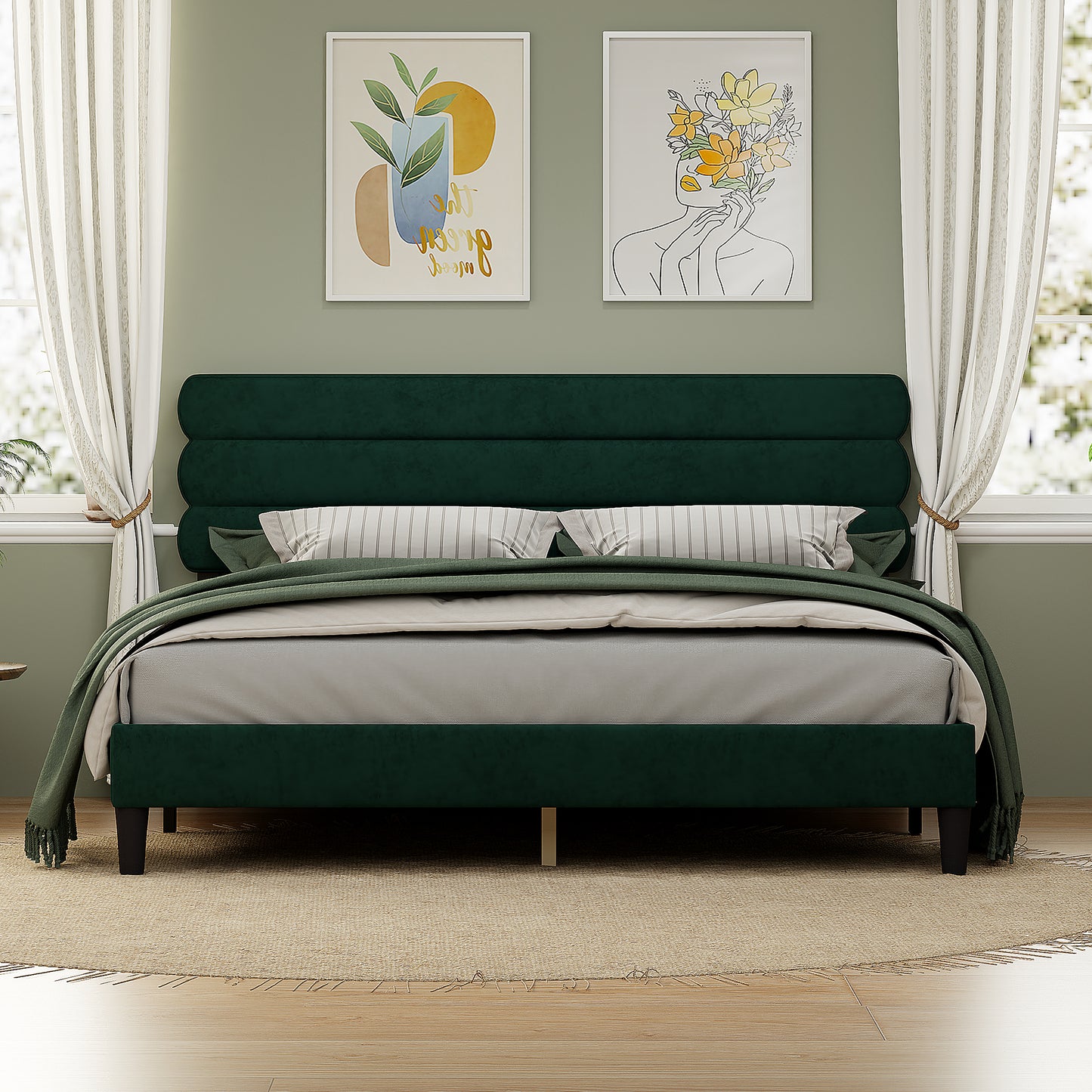 Wee King Size Bed Frame - Dark Green