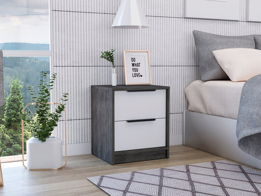 Kaia Nightstand Metal Handle - Oak / White