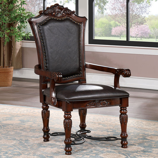 Olson Majestic Traditional Dining Arm Chairs  Set of 2  - Brown Cherry