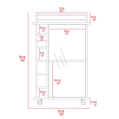 Savannah 6-Bottle 3-Shelf Bar Cart - Espresso