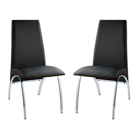 Arc Leatherette Dining Chairs (Set of 2)- Black