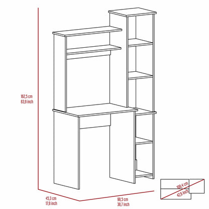 Marston 6-Shelf Writing Desk with Built-in Bookcase - Smokey Oak