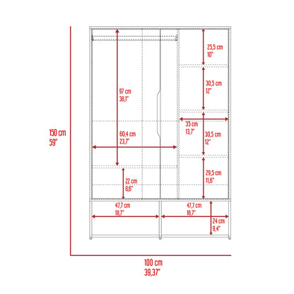 Logan 2-Shelf Armoire Black and White